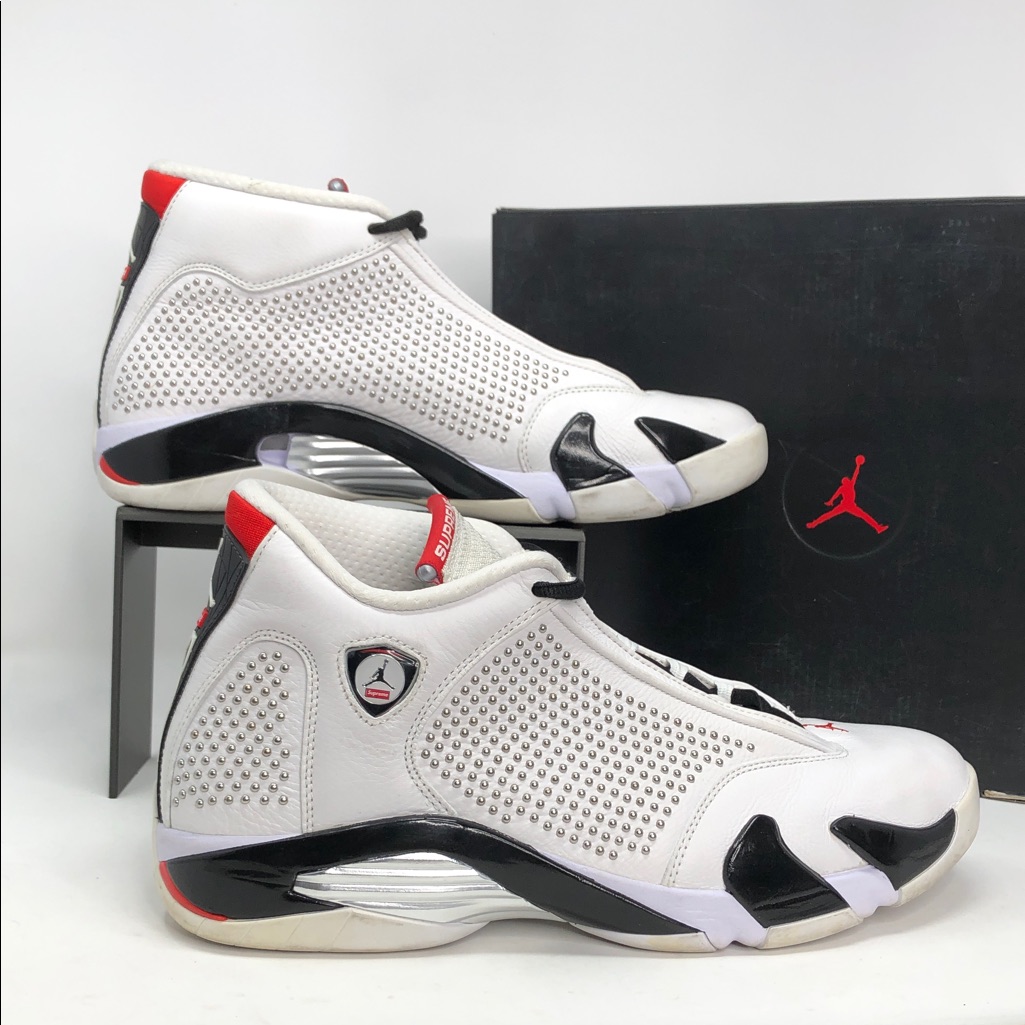 Air Jordan 14 Retro X Supreme White Bv7630-106 Mens Sneakers - Size 12